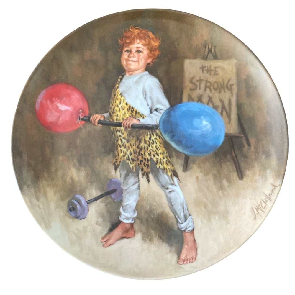 Knowles 80s Collectible Decorative Plate Johnny the Strongman Children’s Circus